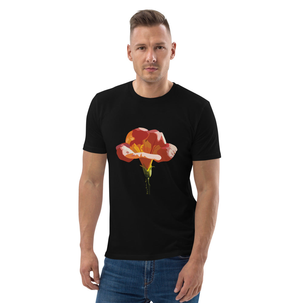 Chinese Creeper Flower Unisex Organic Cotton T-shirt Dark